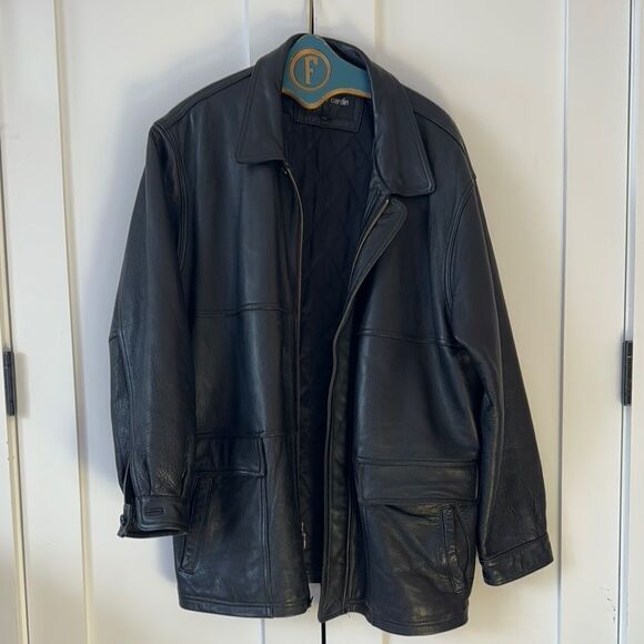 Vintage Pierre Cardin Heavy Black Leather Jacket - XL - Picture 1 of 5